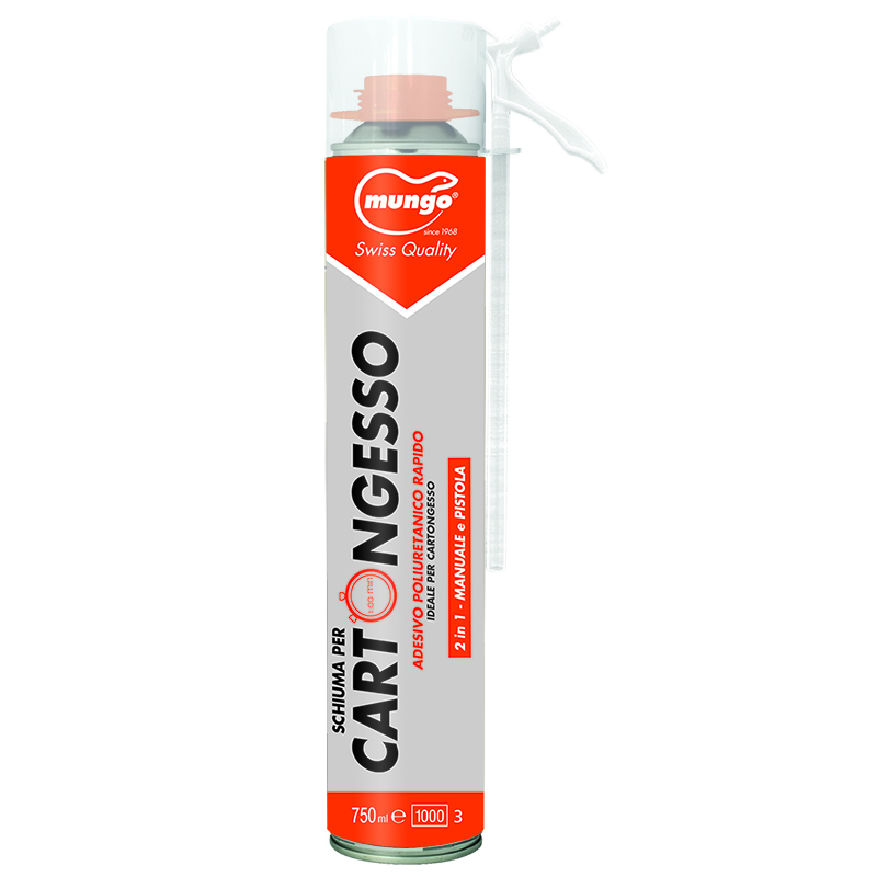 SCHIUMA PER CARTONGESSO – 2in1 - Schiuma poliuretanica specifica per incollaggio di cartongesso, fibrogesso e fibrocemento