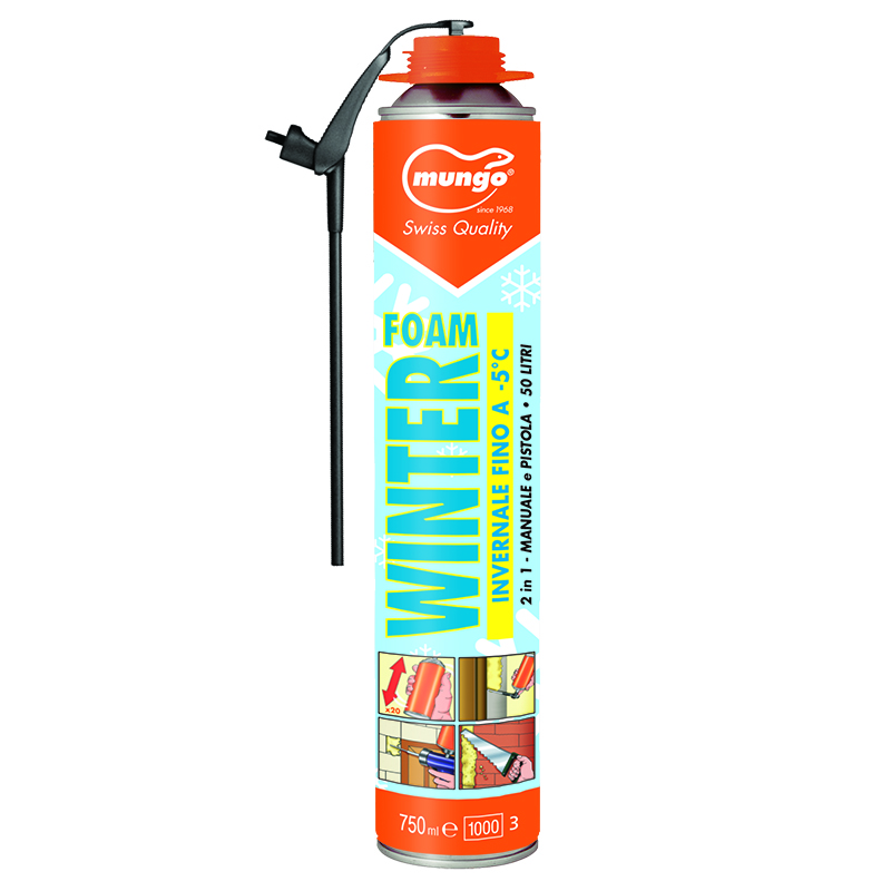 WINTER FOAM – 2in1 - Schiuma poliuretanica Utilizzo a basse temperature fino a -5°C  – 2in1 per utilizzo sia manuale che con pistola